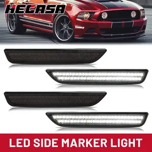 HECASA For Ford Mustang 2010-2014 LED Pure White Side Marker Lights Smoke 4PCS