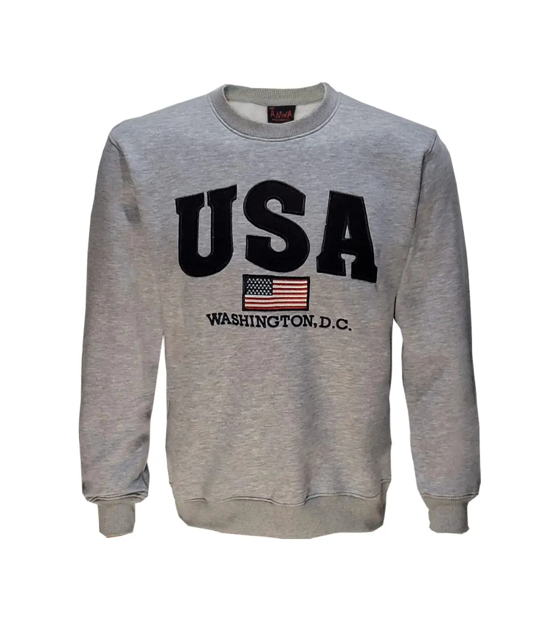 USA Logo Fleece Sweatshirt, Crew Neck Casual Pullover American Flag Sweat shirt Clothing Menswear Clothing Menswear