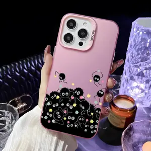 Soot Sprites Anime Phone Case |   Matte Laser Metallic Aurora Shockproof |   Ghibli Fan Daily & Kawaii Gifting |   Pastel Pink Green Starry Whimsical Aesthetic (Compatible with iPhone 17-11 Pro Max & Samsung Galaxy S25-S21)