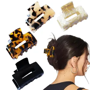 4 count Hair Claw Clips for Women Girls, Nonslip  Tortoise Shell Claws Clips for Thin Thick Hair,  Hold Leopard Print Acetate Jaw Barrette