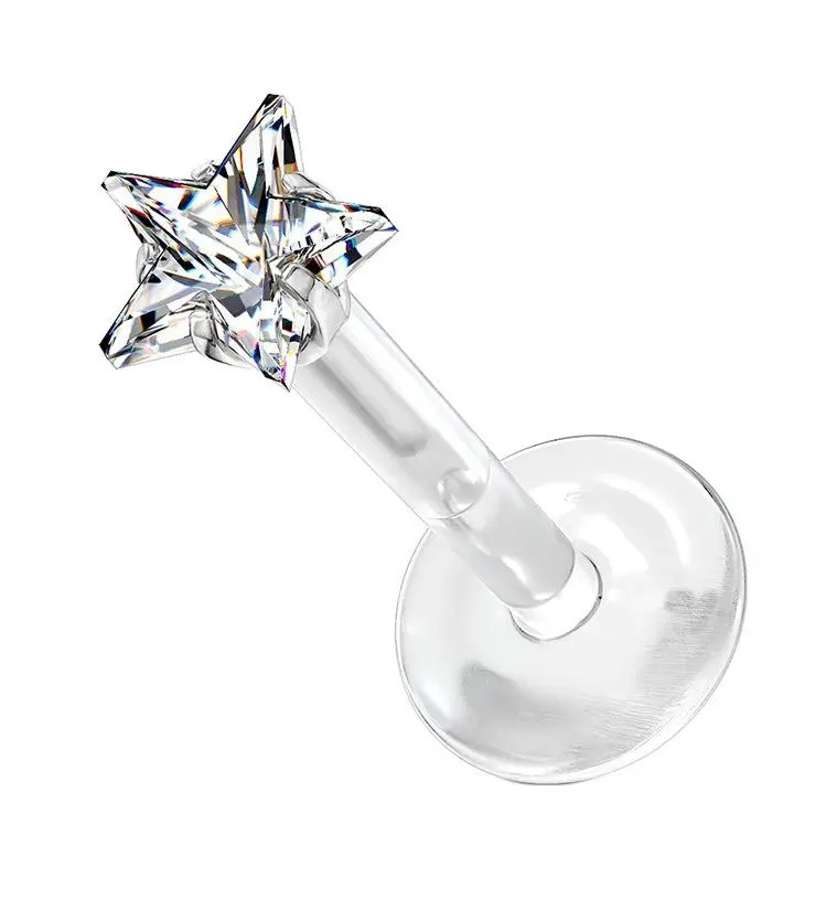16G Star CZ Bioflex Labret Post