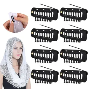 Chunni Clips with Safety Pins,8 PCS  Chunni Grip Dupatta Setting Clips Indian for Woman Black