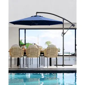 Garvee 10FT Cantilever Patio Umbrella with UV50+ Fade-Resistant Canopy, Easy Lift Tilt, Crank Lift & Infinite Tilt Adjustment, Heavy Duty Frame, Large Offset Shade for Backyard, Deck, Poolside, Garden Use