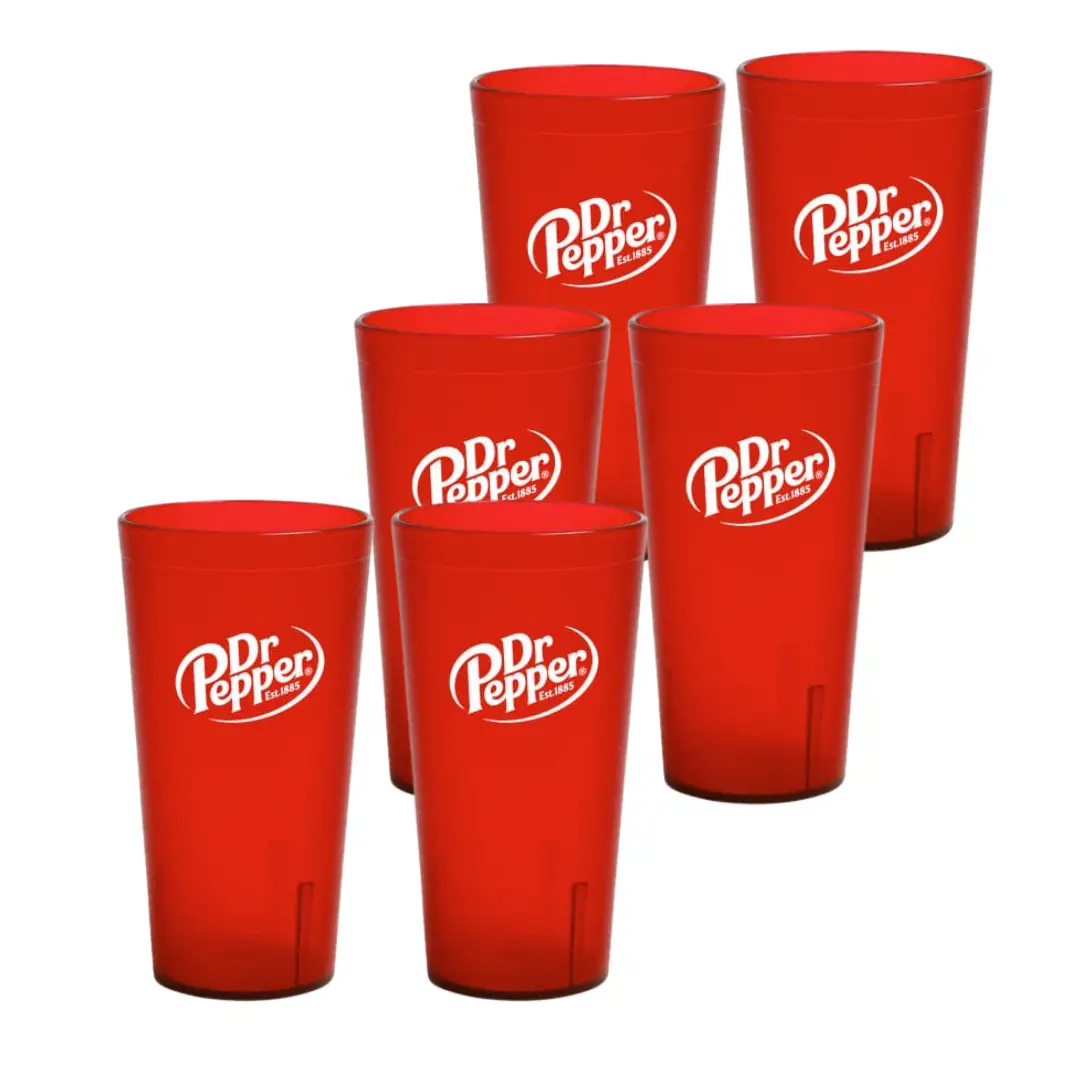 Dr. Pepper Red Plastic Tumblers 24-Ounce Restaurant Grade Cups, drinking glasses Drinkware for restaurant and party cups Set