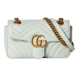 Pre-owned GUCCI leather Shoulder Bags mint green new Marmont 22 crossbody bags