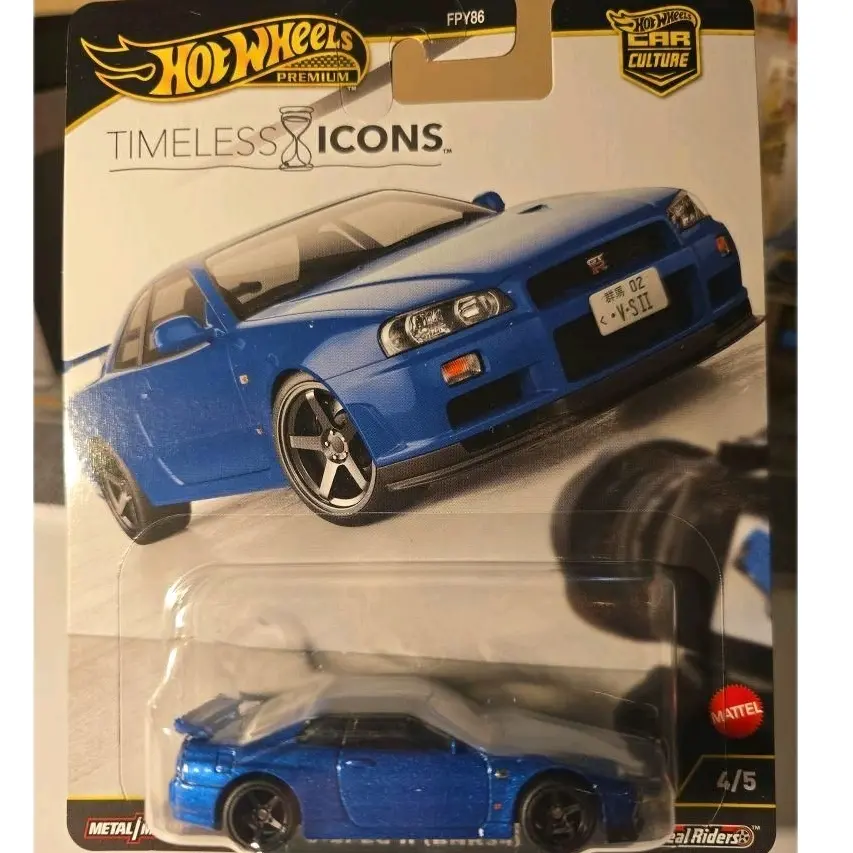 Hot Wheels Nissan Skyline GT-R V-Spec II BNR34 Timeless Icons Metal Model Car 4/5 Series FPY86