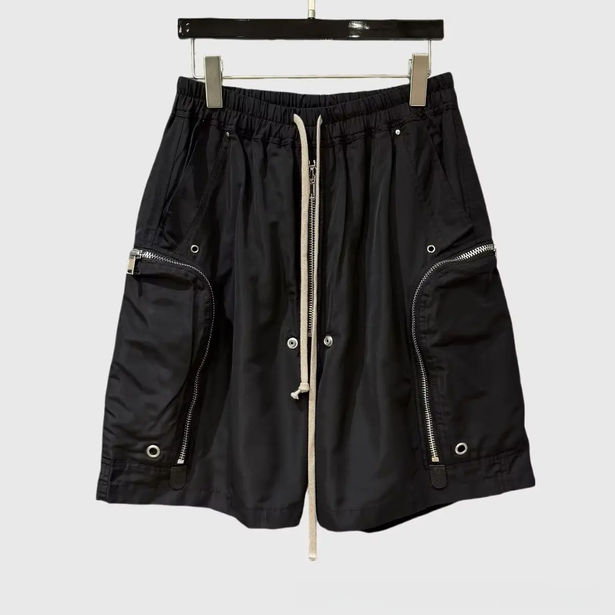 Men’s 2026 Dark Color RO-Style Simple Plain Drawstring Cargo Shorts - Male Clothing, Multi Pockets, Breathable Straight Knee-Length Cut, Niche Casual, Pairs with Tee/Hoodie, Father's Day Gift