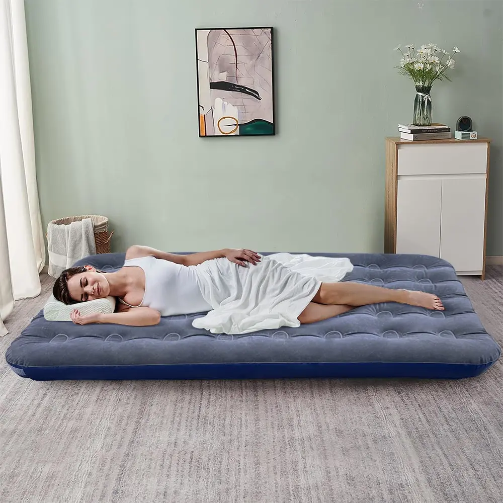 Double Size Plush Inflatable Bed Outdoor Mattress, Camping Home Use Thick Air Mattress, Single Person Lazy Tent, Comfortable Sleeping Pad