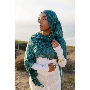 Bamboo Woven Printed Hijab - Alhambra Green