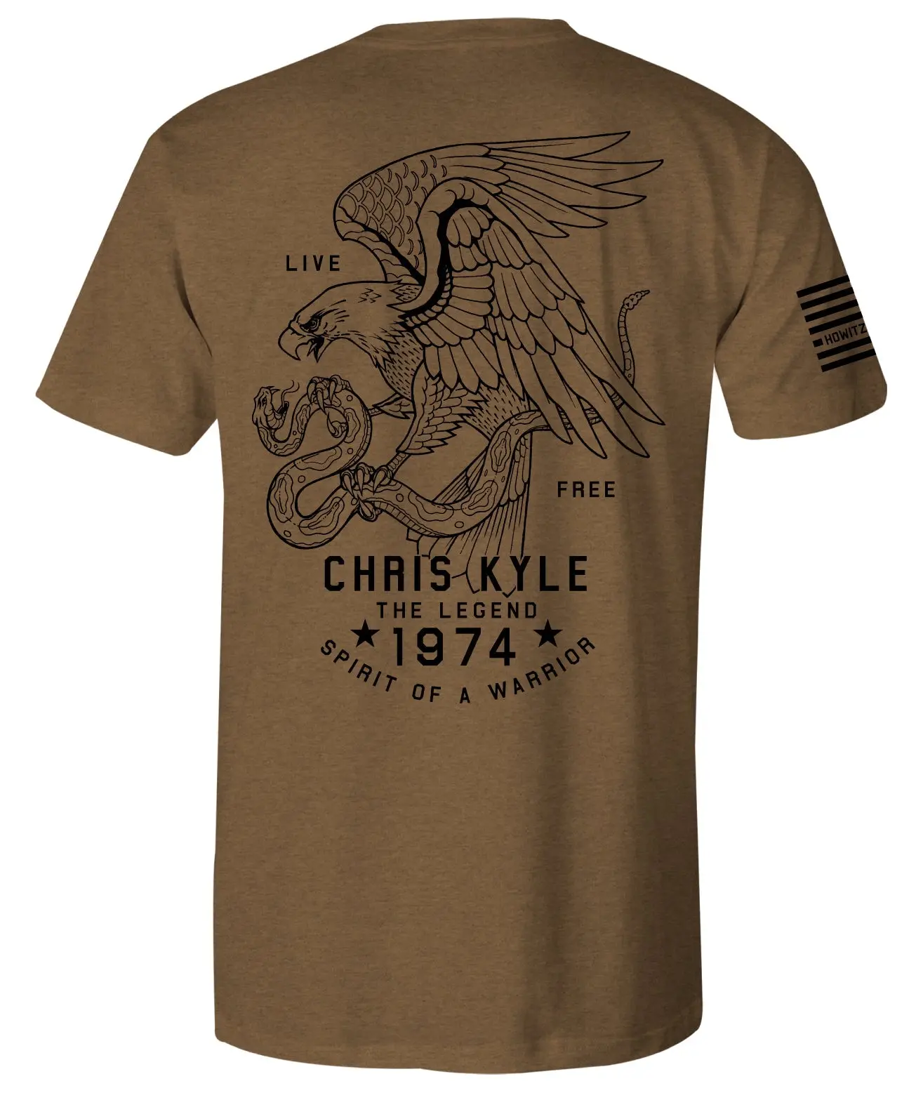 Howitzer Men's Chris Kyle Eagles Dare T-Shirt, Patriotic Graphic Tee in a Soft Ringspun Cotton Blend, Premium Fit Shortsleeve, Casual, Jersey, Original, Tshirt, Firefighters, Streetwear, Veterans, Charity Support, Hand Drawn Art, First Responders, One-Of-