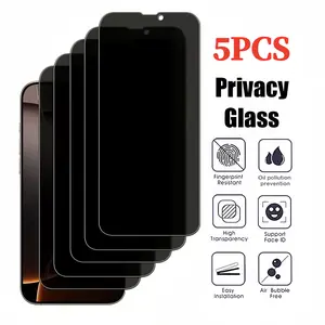 3-5 PCS Anti Spy Screen Protector for iPhone 15 Pro Max 13 14 16 16E 17 Air Pro Max Plus Privacy Tempered Glass Film 9H Hardness Ultra Thin oil repellent Coating Anti Peeping Case Friendly