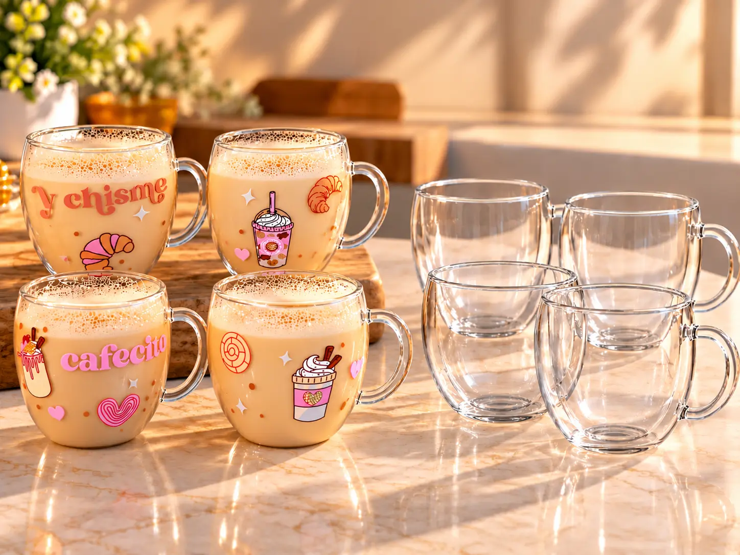 Taza personalizadas de 5 oz con asa y efectos snows globes