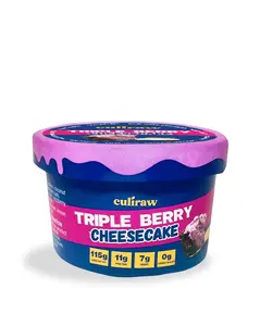 Culiraw Triple Berry Cheesecake - 4 Pack New York Style Plant-Based Protein Gluten-Free Sweetened with Dates