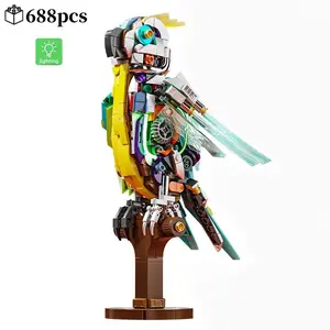 Technical Mechanical Parrot Stem Building Blocks Kit, 688pcs/set Creative Bird Animal Bricks Model Assembly Toy, Birthday Present, Creative Gift