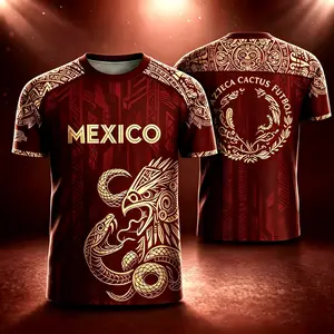 [Mexico 2026 Jersey] Mexico Soccer Jersey for Men Women, Aztec Eagle Snake Graphic Football Shirt, Mexican Fan Jersey, Green Gold National Team Style Tee, Breathable Athletic Sports Top, Unisex Casual Streetwear,