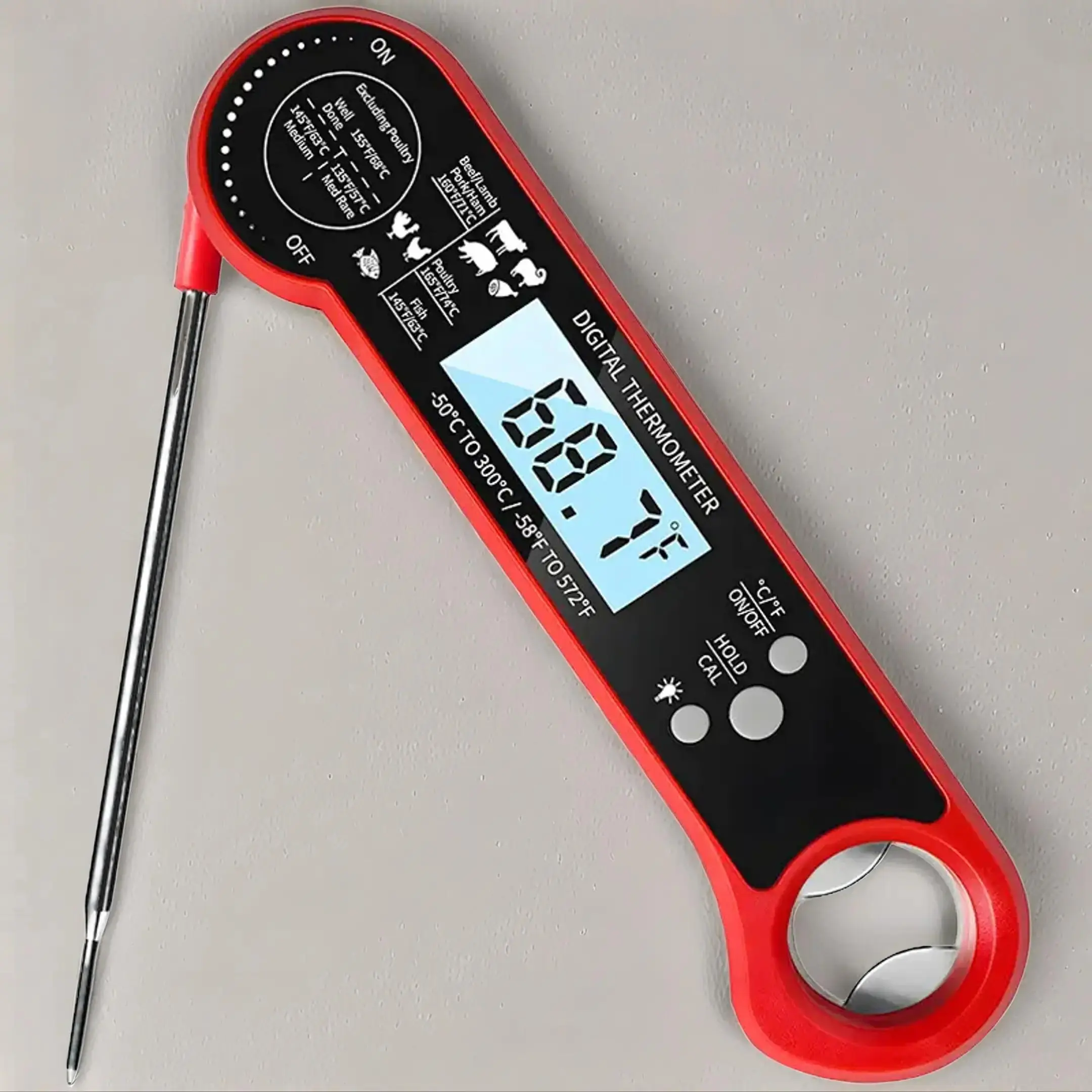 Digital Meat Thermometer, Food Thermometer, 1 Count Instant Reading Measuring Meat Thermometer, Digital Probe for Kitchen Accessories, Kitchen Gadgets for Grilling and Cooking, Kitchenware