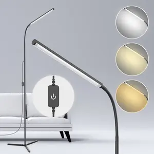 15W Bright LED Floor Lamp with Stepless Adjustable 3700K-7000K Colors&Dimmer Adjustable Gooseneck Floor Lamp for Living Room Bedroom Reading Lamp Eye Protection Home Lighting Modern Interior