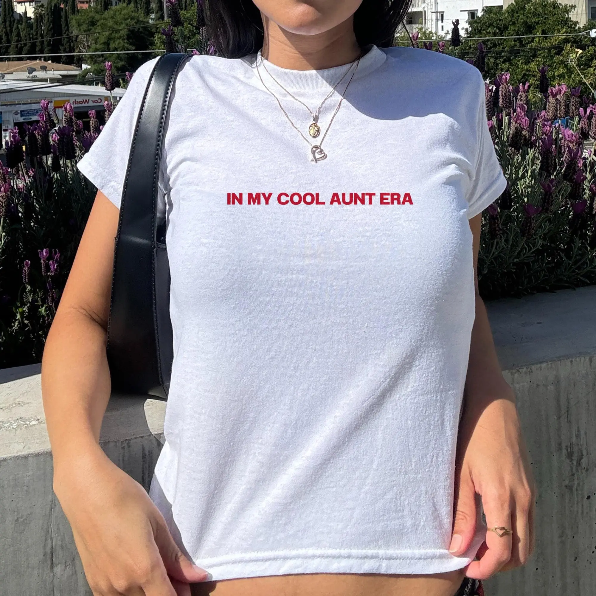 I'm Just Here For My Niece Baby Tee, Funny Auntie Shirt, Y2K Graphic Tee, Cool Aunt Baby Tee, Gift For Aunt, New Future Aunt Gift From Niece - AMBER
