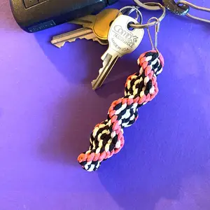 Double Zebra Vegan Leather Handwoven Keychain
