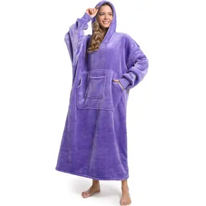 REDESS Cozy Flannel Sherpa Robe Long Plush Warm Loungewear with Pockets Unisex Lounge  Outdoor Wear