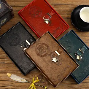 Vintage Fantasy Diary Notebook with Lock Key, A5 Reusable Notebook, Smooth Cover, Hardcover Journal, Animal and Pirate Movie Theme