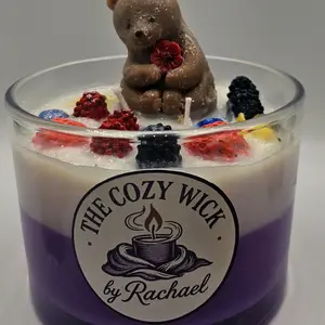 Strawberry Candle with Bear – Kawaii Candle-  Cute Gift for Candle Lovers - Handmade Soy Wax Candle