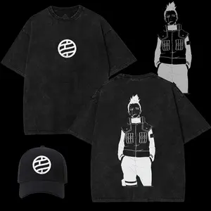 Shikamaru Nara - Naruto Anime Double Printed Vintage Washed Tee Unisex Oversize Anime Manga Washed Heavyweight Cotton T-shirt, Gift For Anime Fan, Anime Lover. Giving out baseball caps