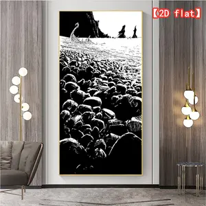 2D flat large best-selling decorative painting, beach pebble black and white painting canvas painting no frame, suitable for living room, office, interior, background decoration