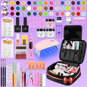 Acrylic Nail Kit for Beginners with Everything,Glitter Acrylic Nail Kit Set Bag Organizer Case