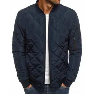 PASLTER Mens Bomber Jackets Diamond Quilted Fall Winter Rib Varsity Lightweight Coat XM0744 Menswear Tops