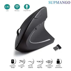 SUPMANGO Vertical Mouse Ergonomic 2.4GHz Wireless with 3 Adjustable DPI 800/1200/1600 6 Buttons for Laptop PC High Acceleration Long Battery Life