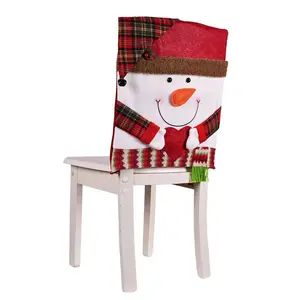 Christmas Chair Cover — Cute Snowman & Reindeer Slipcover, Washable Dining Chair Protector for Holiday Home & Party Décor