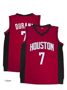 Embroidered men's #7 DURANT red white black basketball jersey - round neck mesh sports vest, all-digital embroidery breath version, suitable for competition, daily wear, party (S-3XL), sportswear, Sports tops