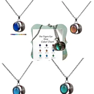 Moon Color Changing Mood Necklace with color chart
