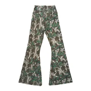 Green Leaf Camo High Waisted Local Girl Flare Leggings | Local Girl Outfitters