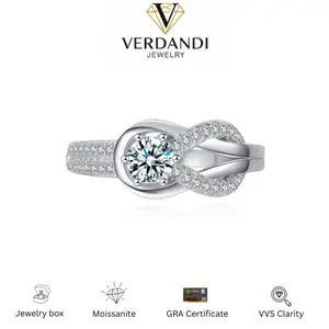 VERDANDI Circle Swirl Synthetic Moissanite Ring for Women D Color VVS1 Clarity in 925 Sterling Silver for Thumb/Index 0.5 Carat Ideal Gift Engagement Stylish