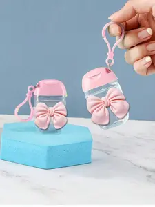 Transparent Empty Bottle 30ML with Bow, Travel Size, Keychain Hook, Flip Cover, Reusable, Portable, Refillable, Cosmetics Container