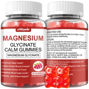 Wildopolis Magnesium Gummies Supplement - untuk Tidur Nyenyak 60 Raspberry Gummies | Dengan Vitamin D6 & Vitamin D, L-Theanine Healthcare