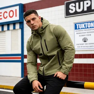 Men's Waterproof Soft Shell Hooded Jacket, Windproof Outdoor Hiking Windbreaker, Casual Streetwear for Men