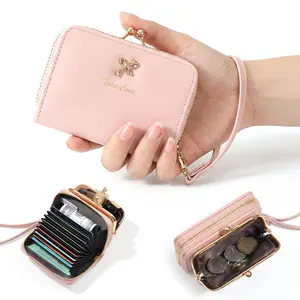 Women's Wallet RFID Blocking Wristlet Wallet 2-in-1 Small Wallets Ladies Wallet with Zipper Coin Pocket PU Leather with Secure Clasp