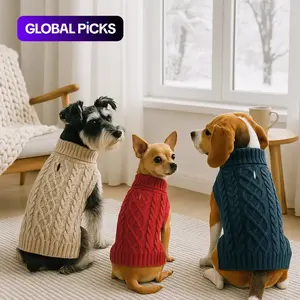 Winter Warm Pet Clothes, Cable Knit Dog Sweater, Husky Clothes, Classic Pattern Turtleneck Pet Sweater, Soft Comfortable Pet Clothing for Small Puppies, Dog & Cat Clothing Supplies #GLOBAL PICKS