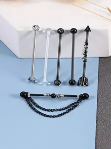 Fashionable All-match Arrow & Industrial Barbel Design Body Jewelry, Ear Scaffold Piercing Jewelry, Nose Ring Jewelry, Fashion Accessories for Men & Women
