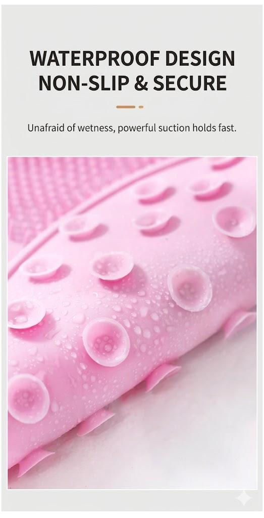 NO MORE Bending in the Shower!  Exfoliating Foot Scrubber & Massager Mat - Perfect for Deep Cleaning (Pink & Blue)
