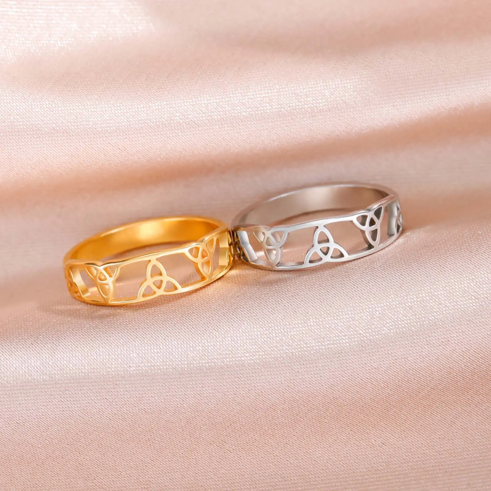 Stainless Steel Celtic Knot Couple Ring - Personalized Spiritual Balance Protection Jewelry Gift for Couples, Couple Rings