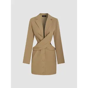 Cider [size 2-10] Collar Solid Twist Button Blazer