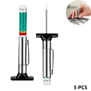 5 Counts 25mm Car Tire Tread Depth Gauge Color Coded, Universal Car Tire Tread Depth MeterReads in MM and 32nds, Quickly Identifies Tread on Tires For Motorcycle, School Bus, SUV, Car Inspection Tools