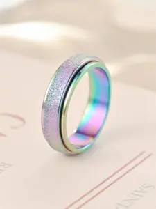Anxiety Rings for Women and Men, Titanium Steel Spinner Fidget Band, Cubic Zirconia, Stress Relief, Wedding Promise, Sizes 6-10, Elegant Glittering Ring, Cz Promise Ring