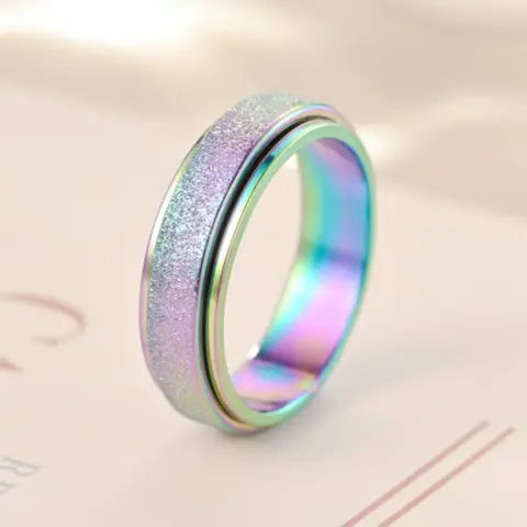 Anxiety Rings for Women and Men, Titanium Steel Spinner Fidget Band, Cubic Zirconia, Stress Relief, Wedding Promise, Sizes 6-10, Elegant Glittering Ring, Cz Promise Ring, Fashion Promise Ring, Stress Relief Jewelry