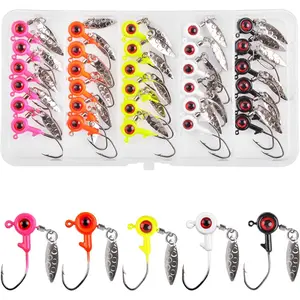 Crappie Jigs Heads for Fishing, Crappie Jig Hook Lures with Underspin Spinner  1/32 1/16 1/8 3/16 oz Jig  for Bass Trout Panfish Freshwater Saltwater
