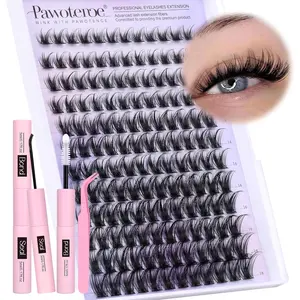 Lash Clusters Kit Wispy Lash Extension Kit 10-18mm Cluster Eyelash Extensions Kit Individual Lashes 144pcs Eyelash Clusters with Lash Bond and Seal, Lash Tweezers for Self Use